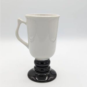 Vtg HALL Irish Coffee Cup Mug Footed White & Black (1272) Made in USA( 2mugs )